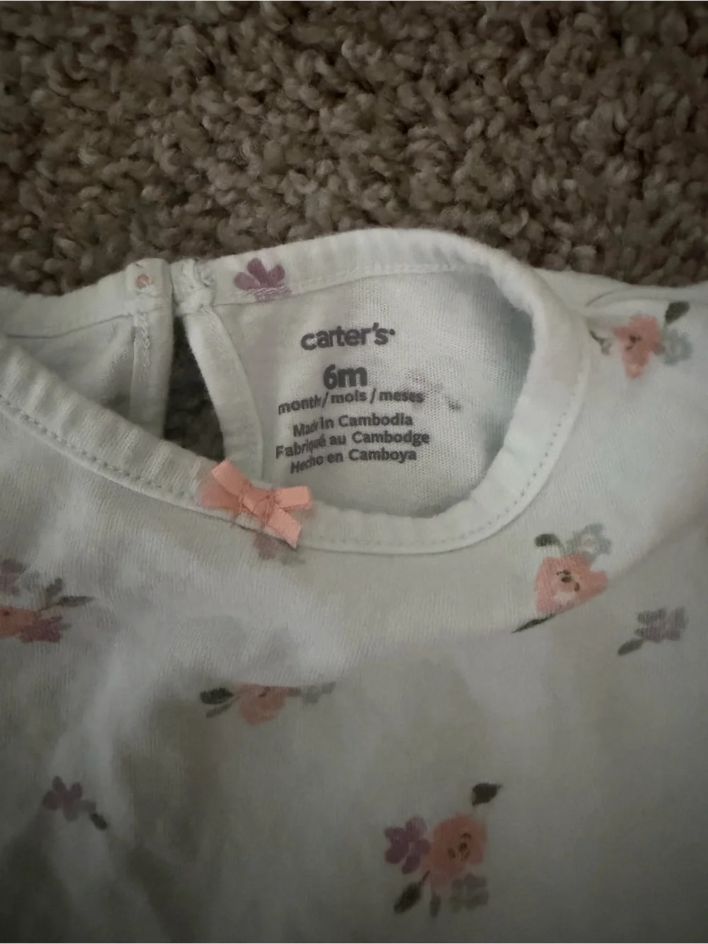 Baby Girls Floral Ruffle One-Piece Bodysuit - Light Blue with Peach Flowers